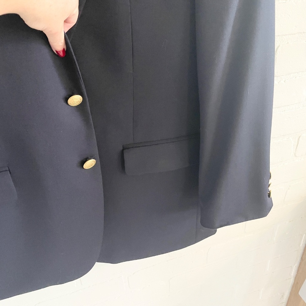 Vintage Lauren Ralph Lauren Gold Crest Wool Blazer Quiet Luxury Sz 42S-44S - Picture 6 of 13